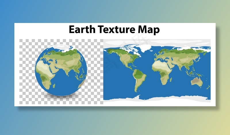在透明的地球行星与地球纹理图