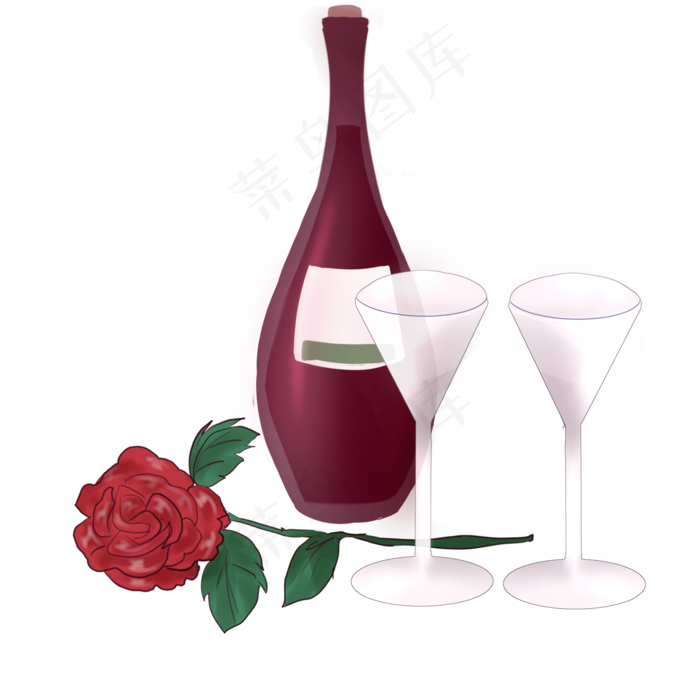 七夕主题香槟卡通插画