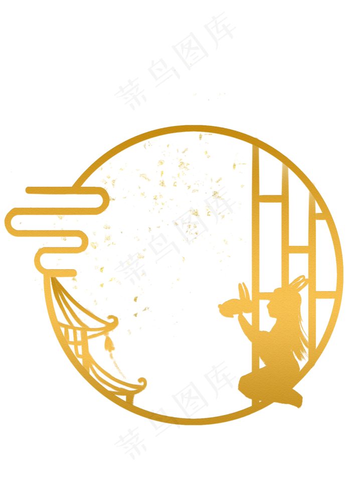 中秋节日手绘剪影边框(2480X3508(DPI:300))psd模版下载