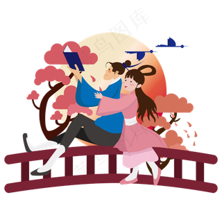 七夕情人节鹊桥恩爱相会