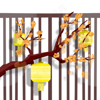 新春春节灯笼梅花