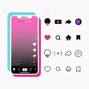 带按钮集合的Tiktok应用程序界面