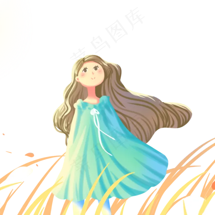 蓝色唯美卡通治愈小清新秋景白露(2000X2000(DPI:300))psd模版下载