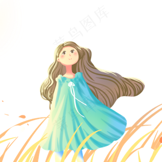 蓝色唯美卡通治愈小清新秋景白露