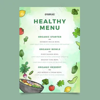 水彩健康食品餐厅菜单