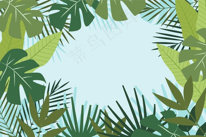 使用热带树叶进行缩放的背景