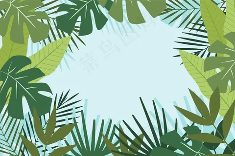 使用热带树叶进行缩放的背景 使用热带树叶进行缩放的背景