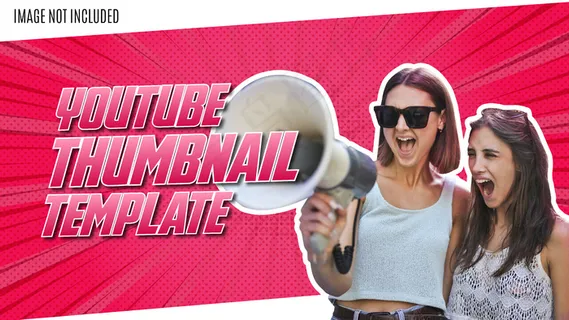 带有粉色漫画背景的现代youtube缩略图设计