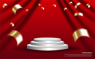 窗帘背景上的豪华现实主义讲台。