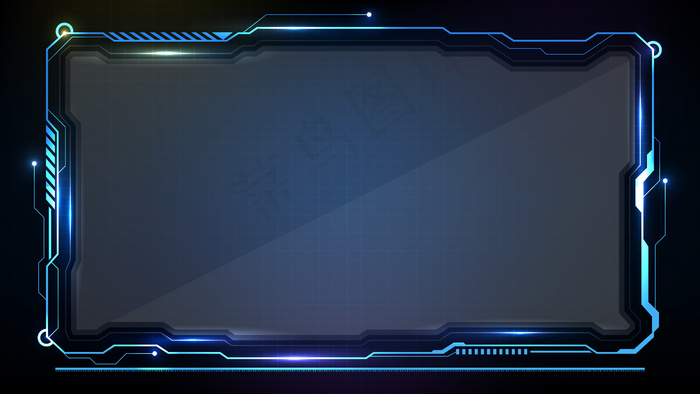 抽象的未来主义背景。蓝色发光科技科幻框架hud ui