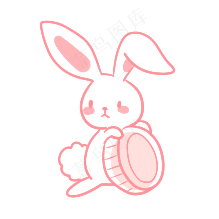 中秋玉兔抱月饼表情