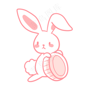 中秋玉兔抱月饼表情