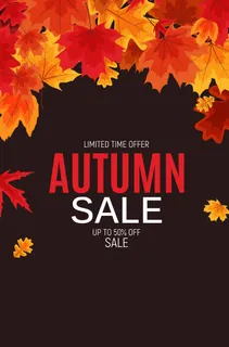 闪亮的秋叶销售横幅banner。商务折扣卡。矢量图解