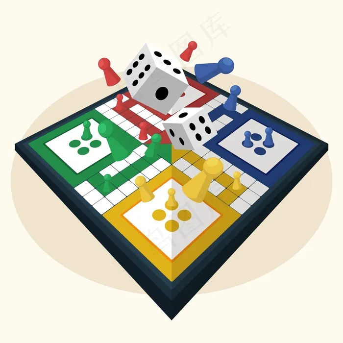 不同视角下的Ludo棋盘游戏eps,ai矢量模版下载