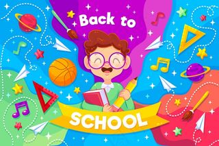 带返校信息的笑脸男孩