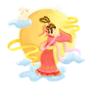 中秋节手绘嫦娥奔月