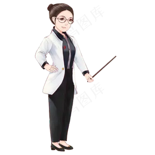 拿教棍的职业装教师卡通人物