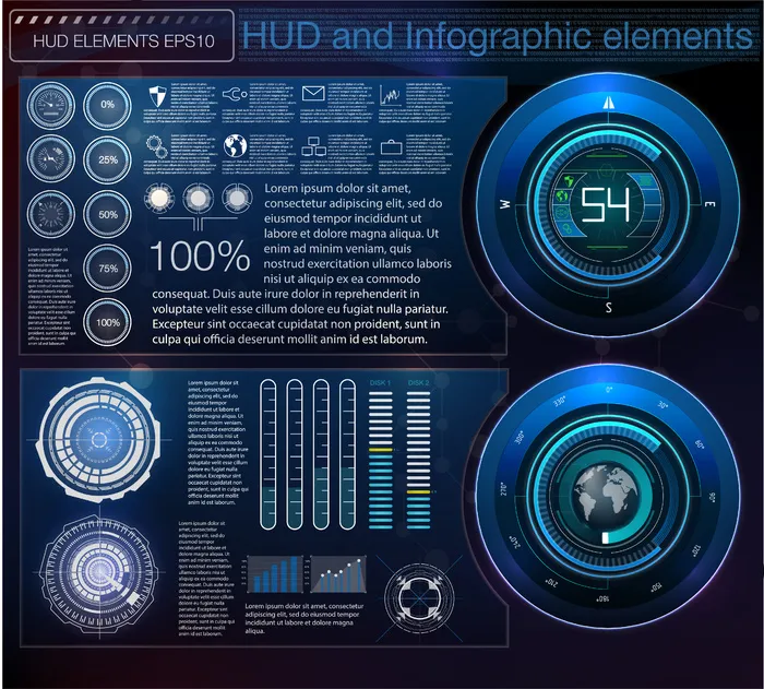 具有不同hud元素的抽象背景。eps,ai矢量模版下载