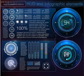 具有不同hud元素的抽象背景。