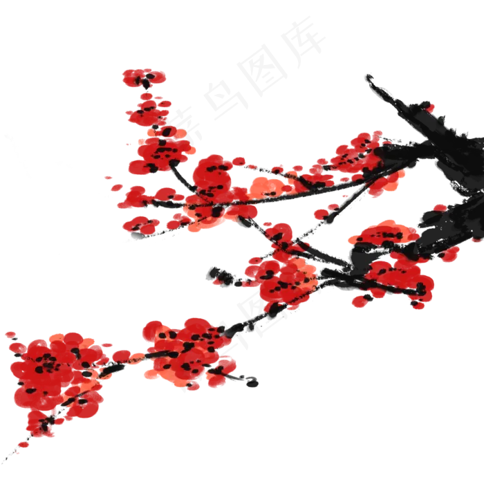 中国风水墨梅花素材(2000X2000(DPI:300))psd模版下载