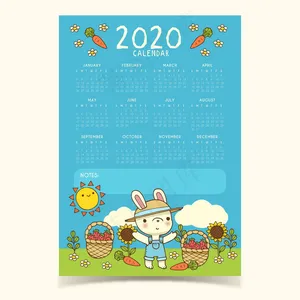 Cute 2020日历模板