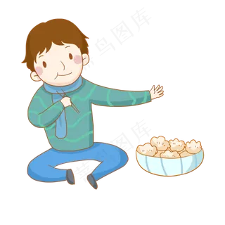 立冬吃饺子男孩 