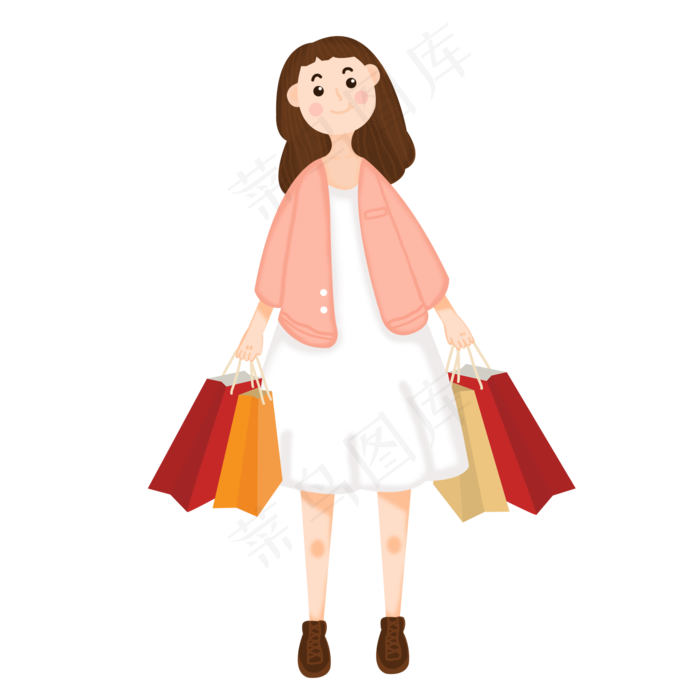 双十一购物女性手绘元素