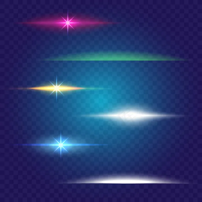 线性辉光效果。电刷组。抽象能量，线条颜色eps,ai矢量模版下载