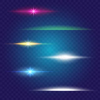 线性辉光效果。电刷组。抽象能量，线条颜色