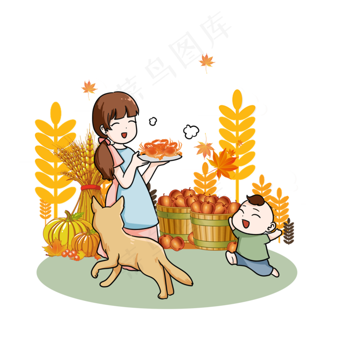 收获的季节妈妈做螃蟹吃(2000X2000(DPI:300))psd模版下载