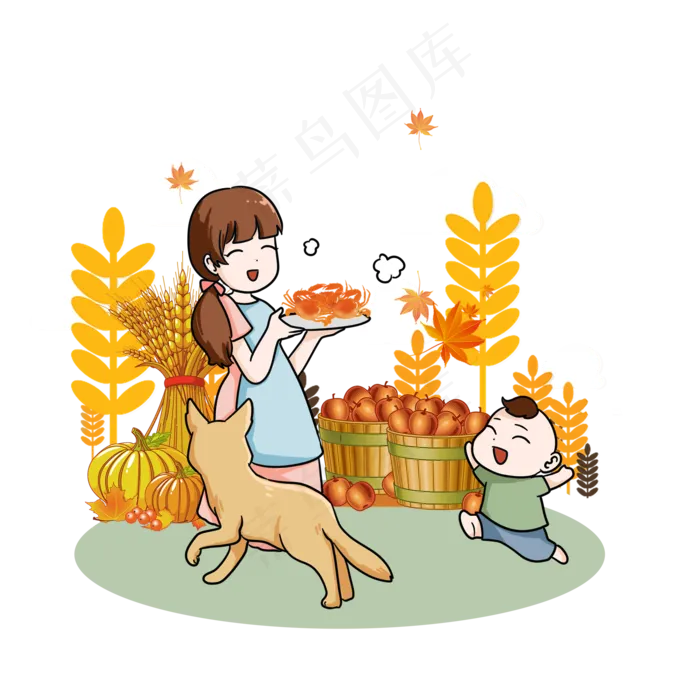 收获的季节妈妈做螃蟹吃(2000X2000(DPI:300))psd模版下载