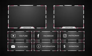 Twitch流媒体面板叠加样式白色和紫色