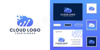 带有箭头和名片的Tech cloud徽标