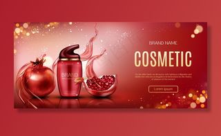 石榴化妆瓶美容横幅banner