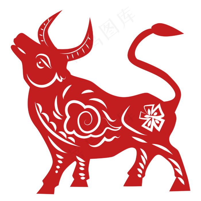 牛年牛气冲天剪纸(3000X3000(DPI:300))psd模版下载