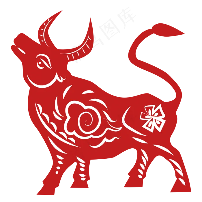 牛年牛气冲天剪纸(3000X3000(DPI:300))psd模版下载