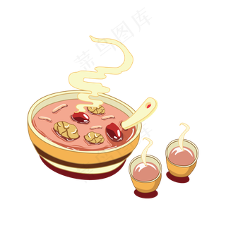 乌鸡炖汤食物手绘