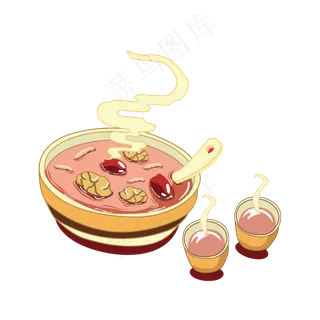 乌鸡炖汤食物手绘