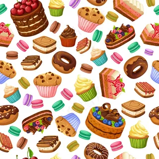 卡通彩色甜点无缝图案