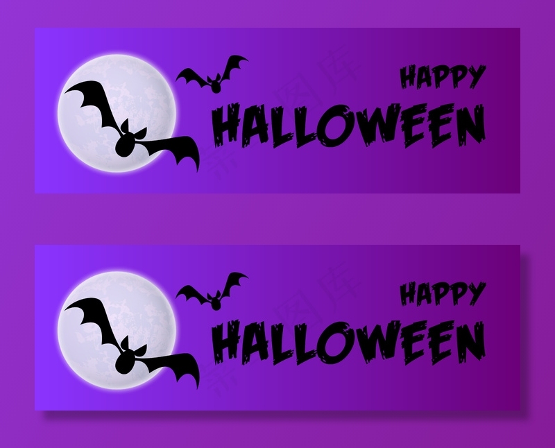 万圣节快乐贺卡，蝙蝠在月亮上飞翔