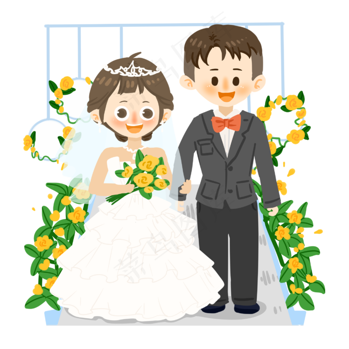 七夕情侣举行婚礼PNG素材(3000X3000(DPI:300))psd模版下载