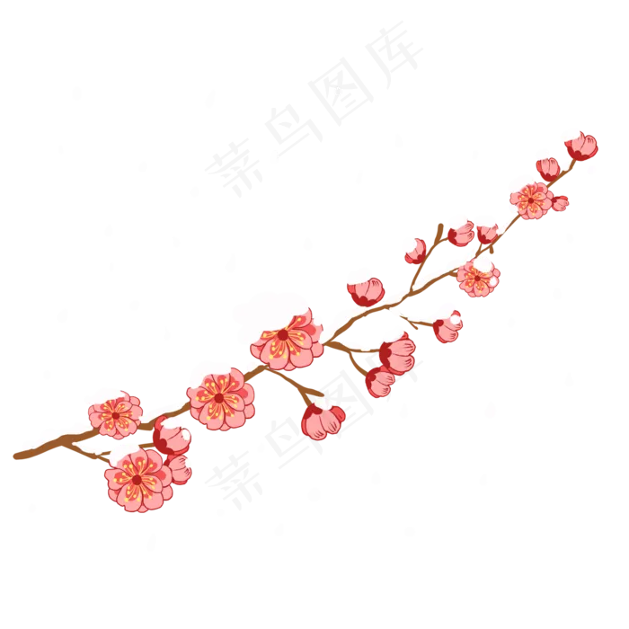 手绘冬季梅花花枝(2000X2000(DPI:300))psd模版下载