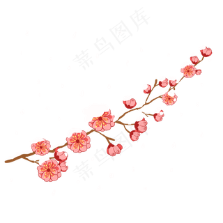 手绘冬季梅花花枝