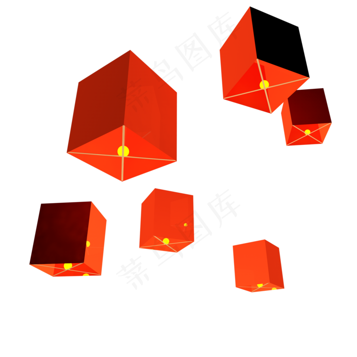 C4D抗震救灾祈福天灯(2000X2000)