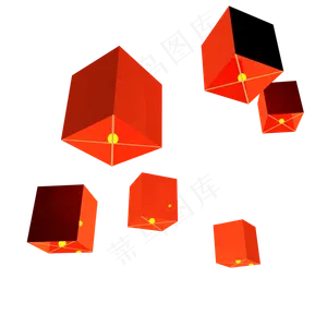 C4D抗震救灾祈福天灯