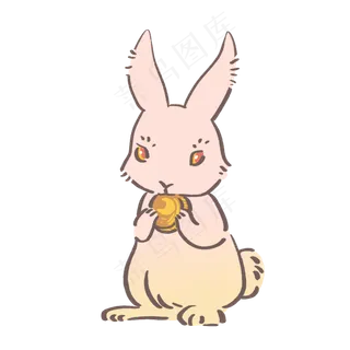 粉色动物兔子中秋
