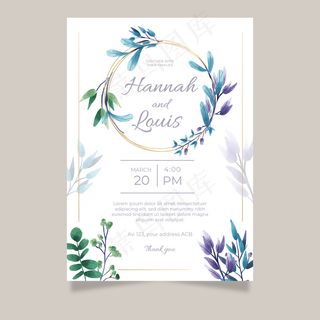 鲜花婚礼请柬模板
