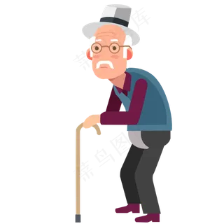 重阳节深色拄拐杖的老人