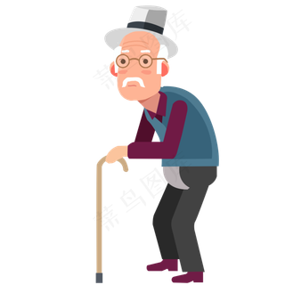 重阳节深色拄拐杖的老人