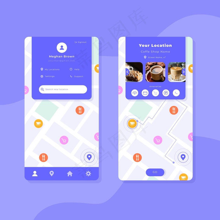 位置应用程序app模板集合eps,ai矢量模版下载